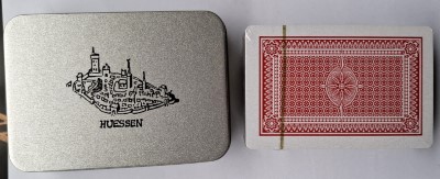 Blikje met een stok kaarten. 500